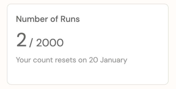 Screenshot of run count