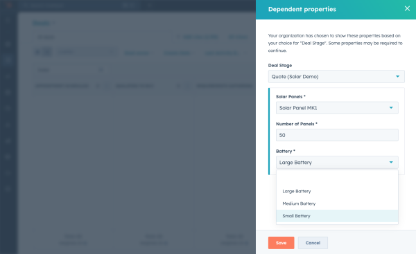 Dependent properties in HubSpot